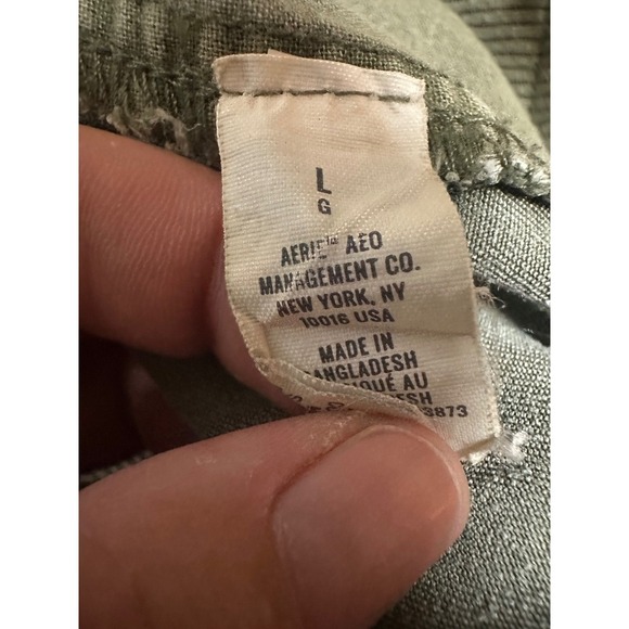 Aerie Womens Large Small Ribbed Woven Jogger Pants Green Lyocell Relax Comfy - Picture 7 of 9